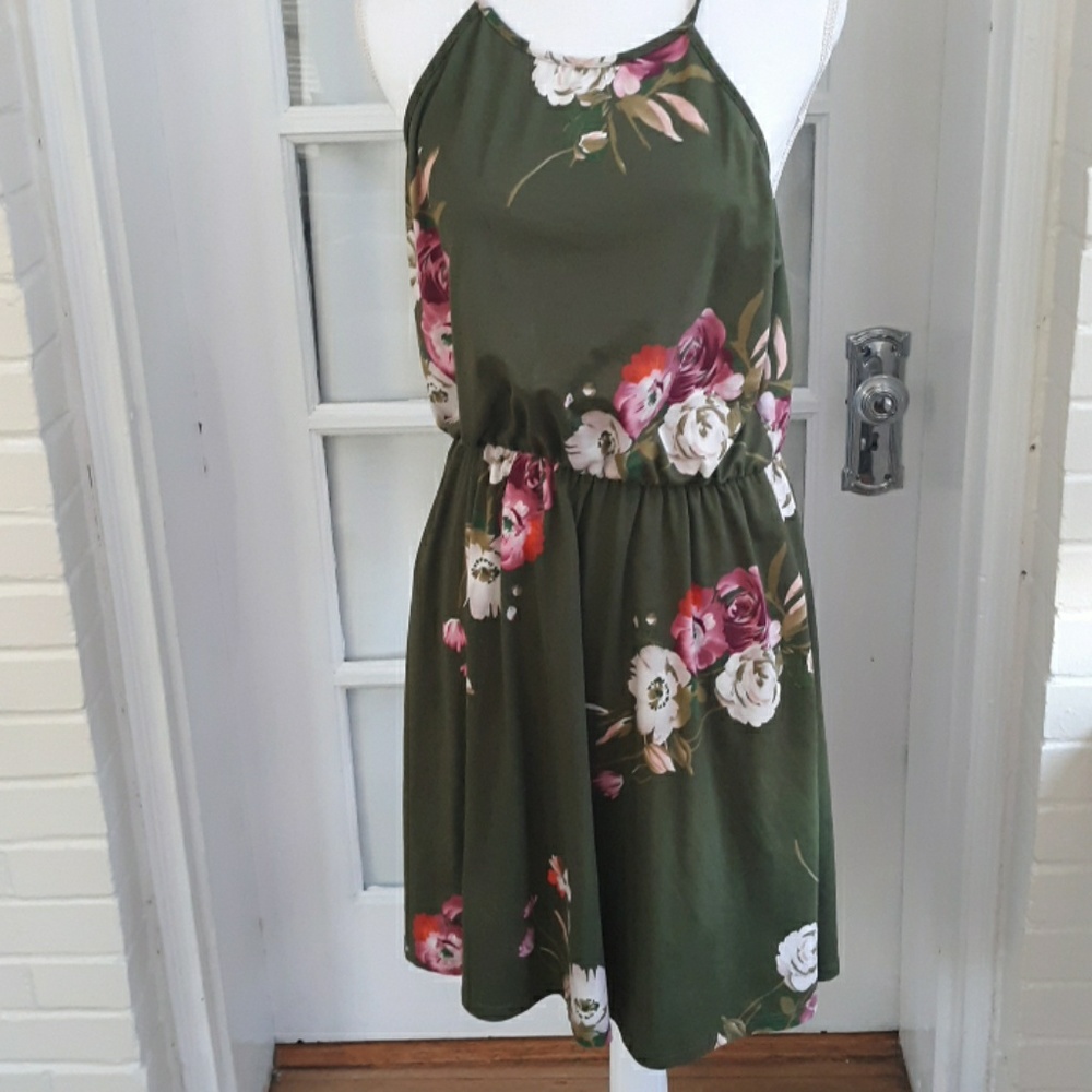 French Grey Floral Dress XL